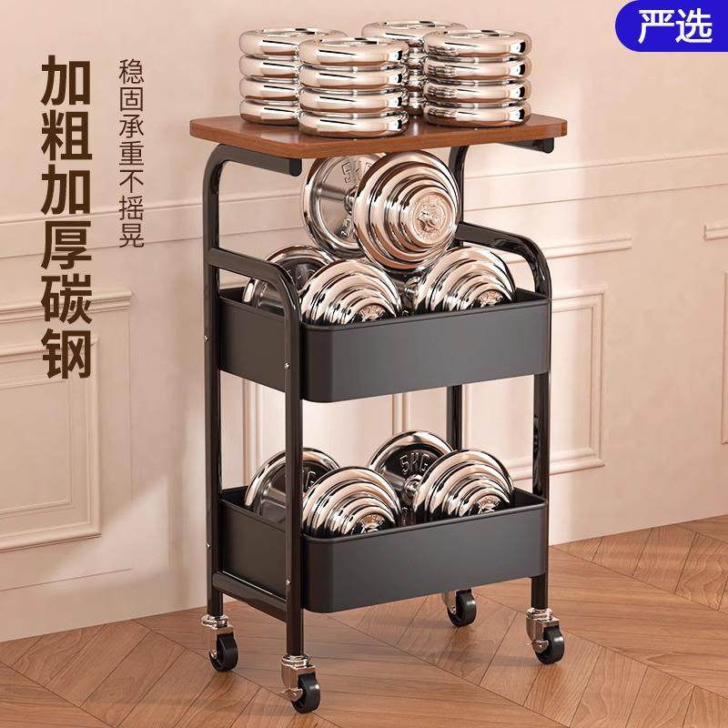 可移动家用多收层厨房客厅带钢纳碳架零食带桌板小收纳车桌板小推