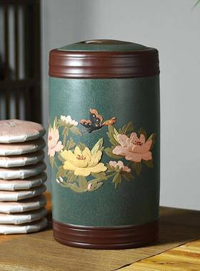 宜兴紫茶砂叶大号防封潮密复古普罐洱茶茶饼散茶储存RAH茶罐家用