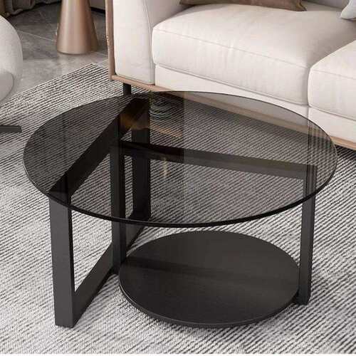 意式极简玻璃茶几客厅家用小户型轻奢现代简约圆形创意网红茶几桌