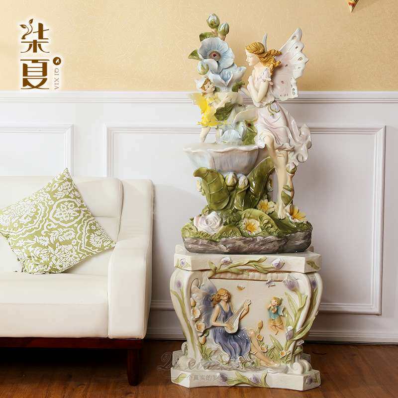 现货大型天使流水摆件风水喷泉客厅装饰 树脂工艺品
