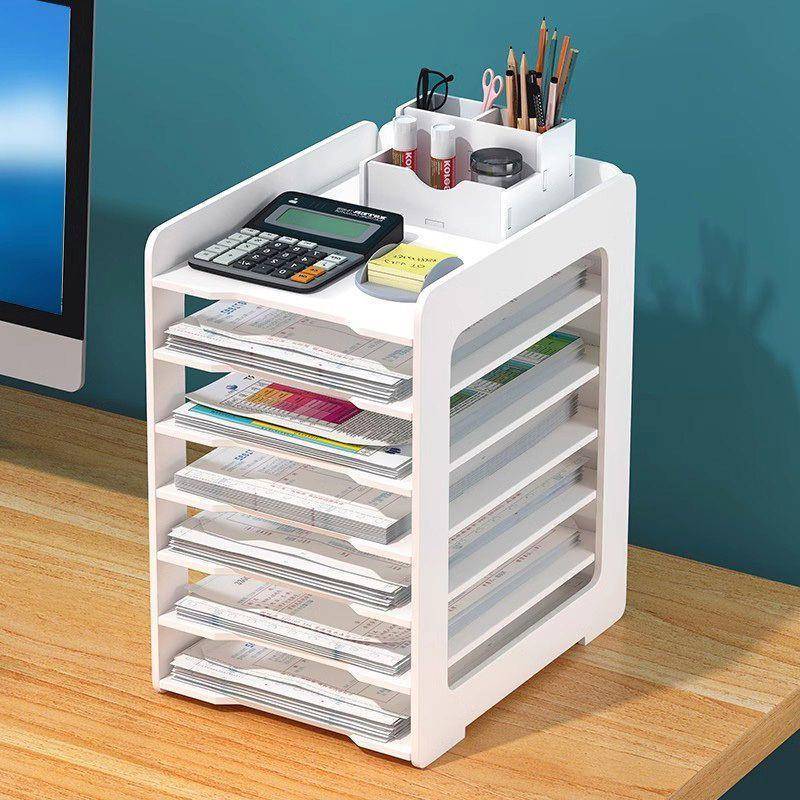 办公桌面收纳盒置物收纳工位宿舍文件架多层资料办公用品收纳分类
