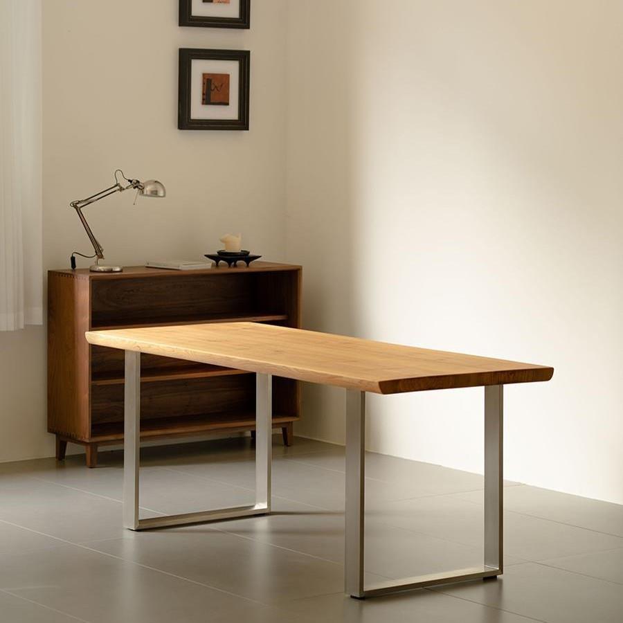 北欧原木大板餐桌白蜡木简约实木茶桌家用意式极简书桌办公接待桌