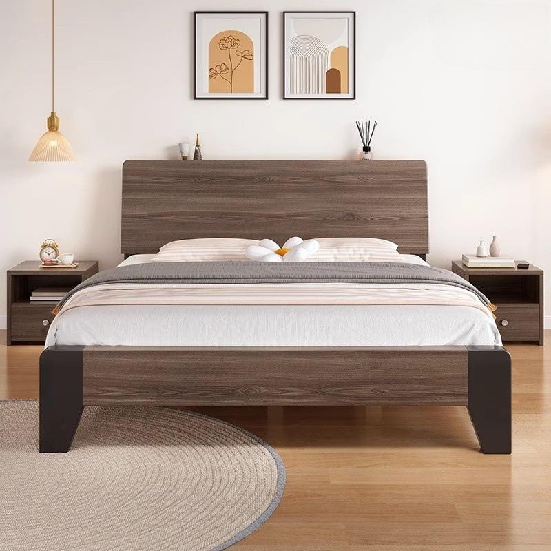 床实木床现代简约1.5米出租房用双人床主卧1.8家用经济型单人床架