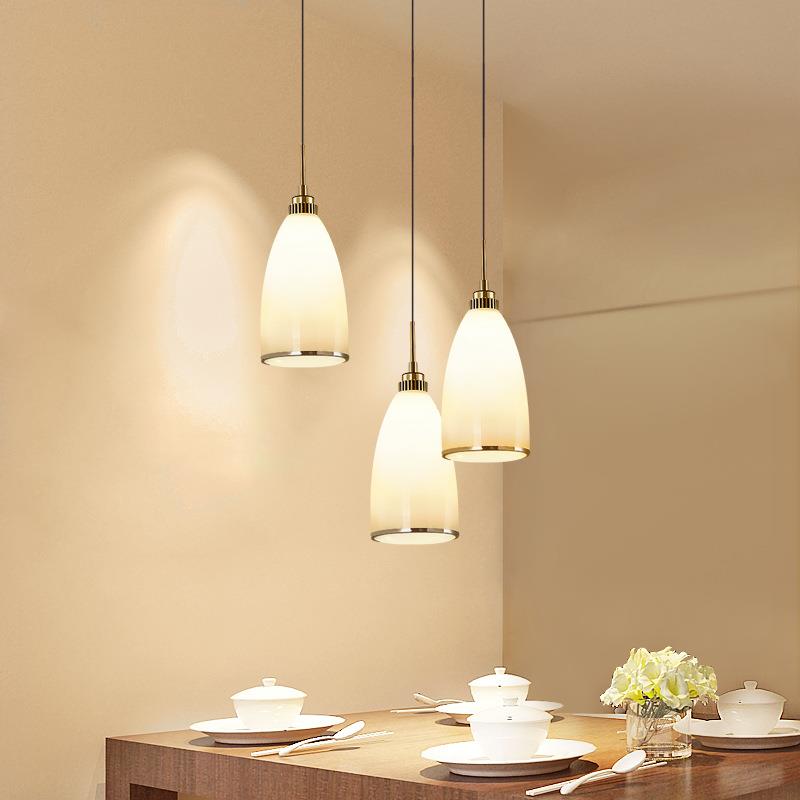 创意民宿茶室餐厅吊灯现代日式饭厅3头吊灯新款家用玻璃灯罩灯具