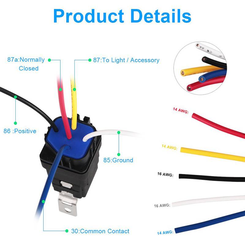 跨境40A继电器12V-1A/1C防水一体五只装汽车继电器  80A继电器