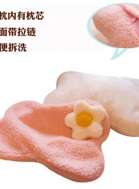 汽车车头枕护腰椅靠枕车用颈枕可ZPO爱网护红花朵枕座腰靠背垫女