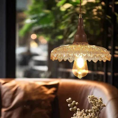 美式复古875璃吊温窗馨氛围感小灯卧室床头玄关民宿边花朵玻餐厅