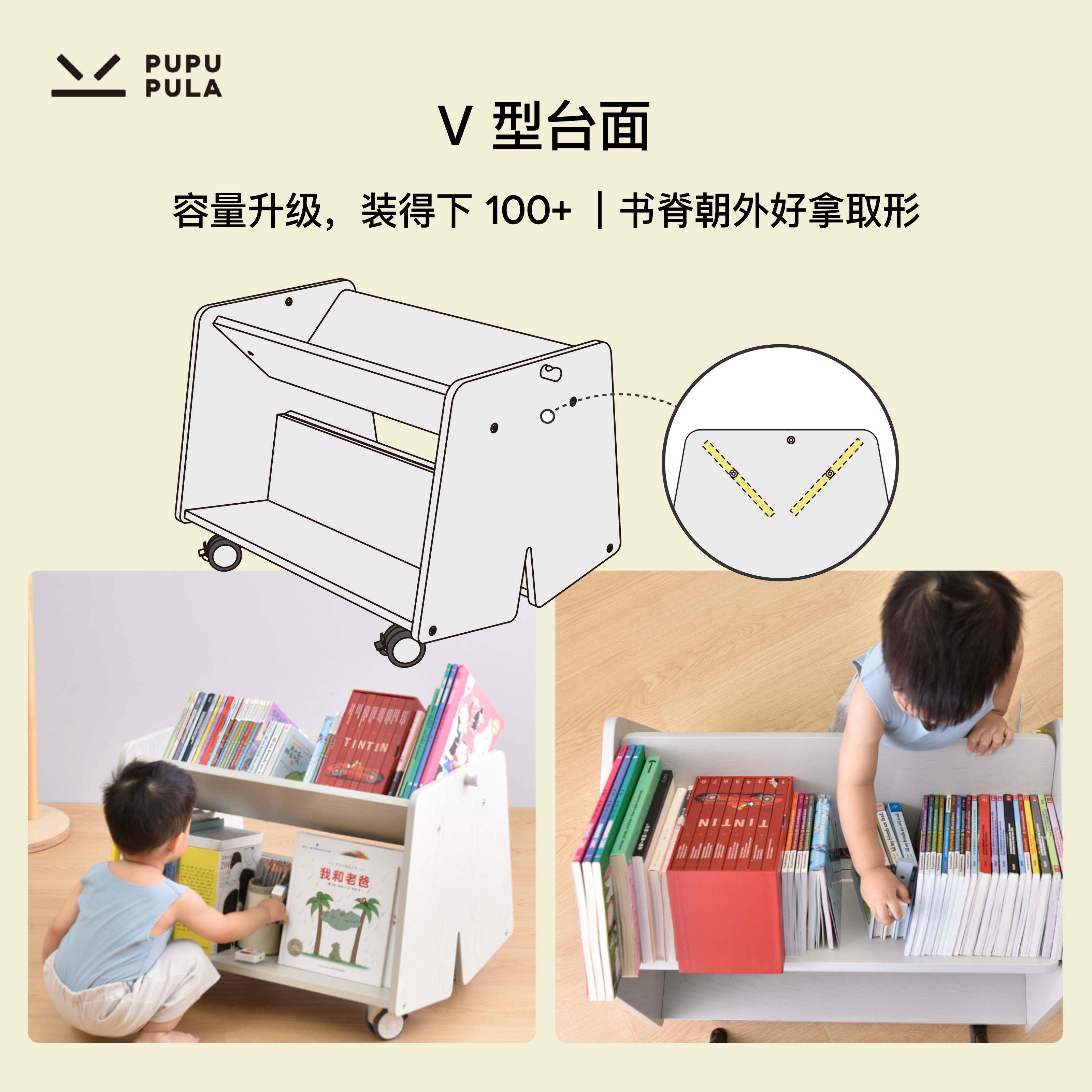 L7移动书架 小裤子绘本架 儿童宝宝收纳架置物架带轮小推
