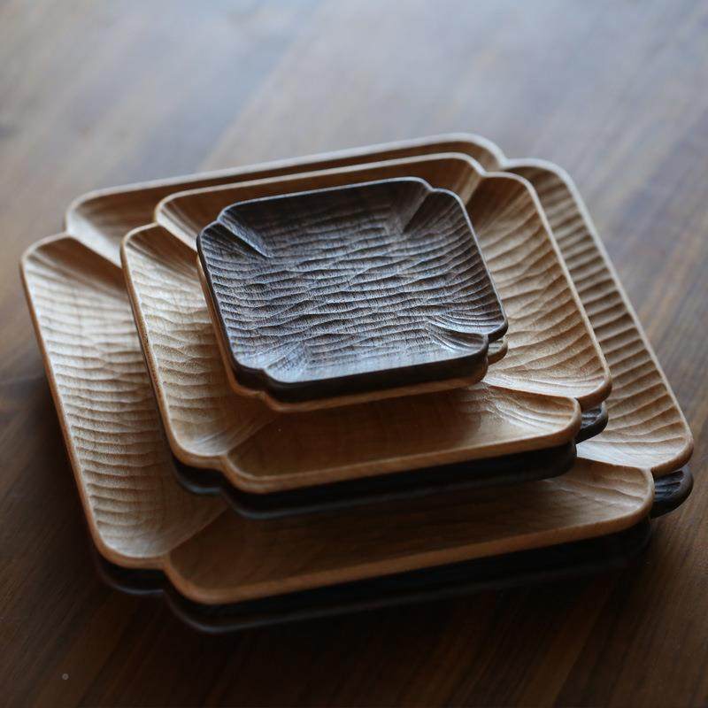 木匠LVV|方形瓣盘木日式手作樱桃餐盘手工雕刻托雨盘西餐盘家花用