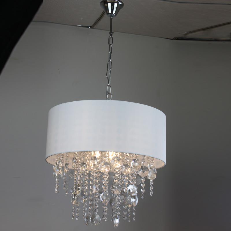 现简约家用奢910水晶灯布艺餐轻厅室吊灯房间灯具主卧创意美式跨