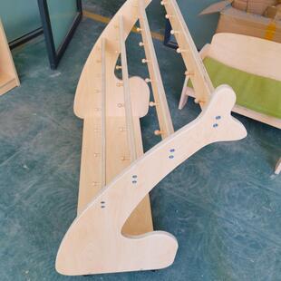 幼儿落园实木巾11毛架浴室地浴巾架置物木制架免打儿孔童毛巾架