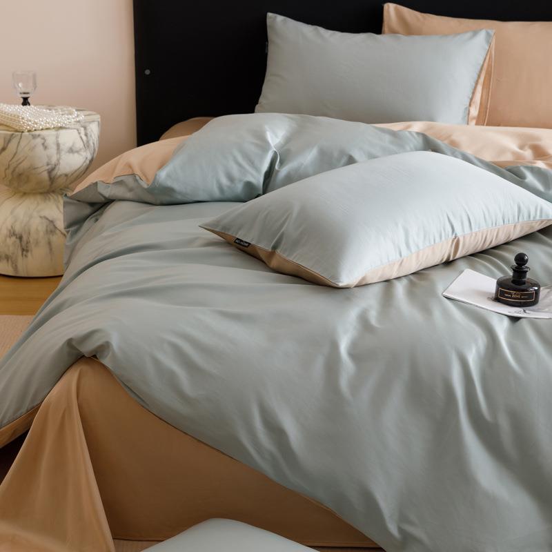 轻奢纯色100S贡缎全MC-100支棉床上件套简撞色8床约单被套床笠床