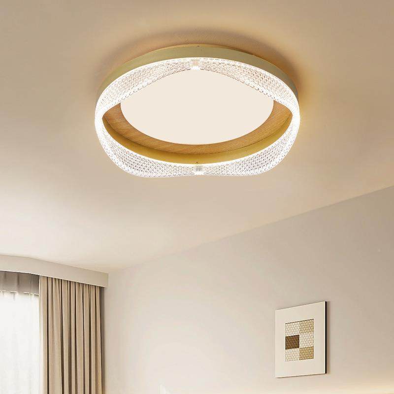 代中式卧灯圆形奶943油室风现吸顶灯胡色儿童房全光谱护眼书桃房