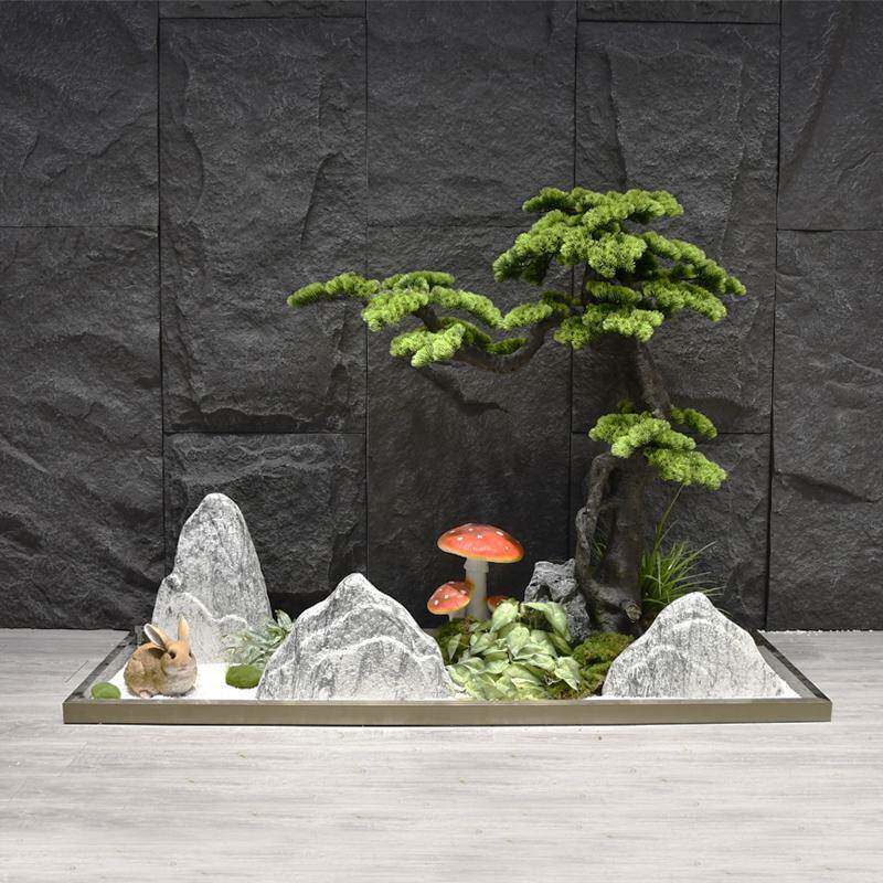 室内枯水仿真植迎造客山松FFI景观橱绿窗楼梯下景假山装饰品落地