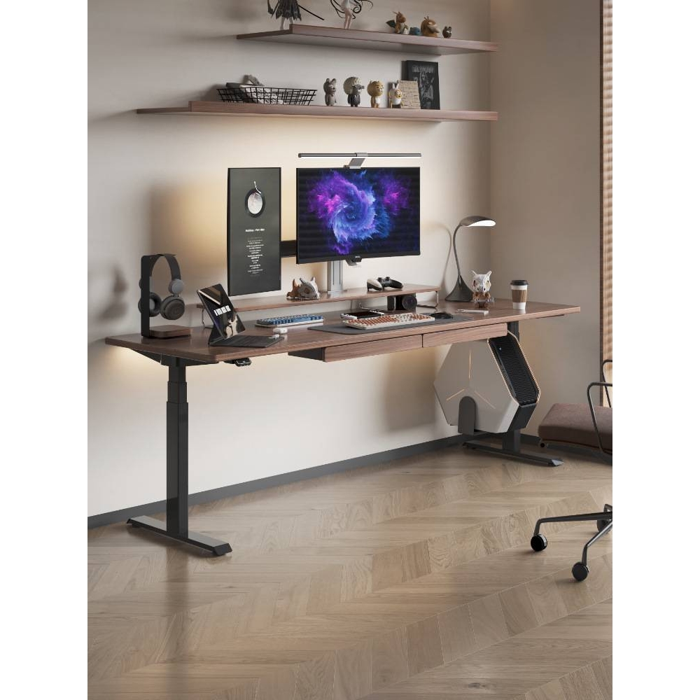 实木升降桌 黑胡桃木书桌LINAK双电机电动升降 P25 Nature