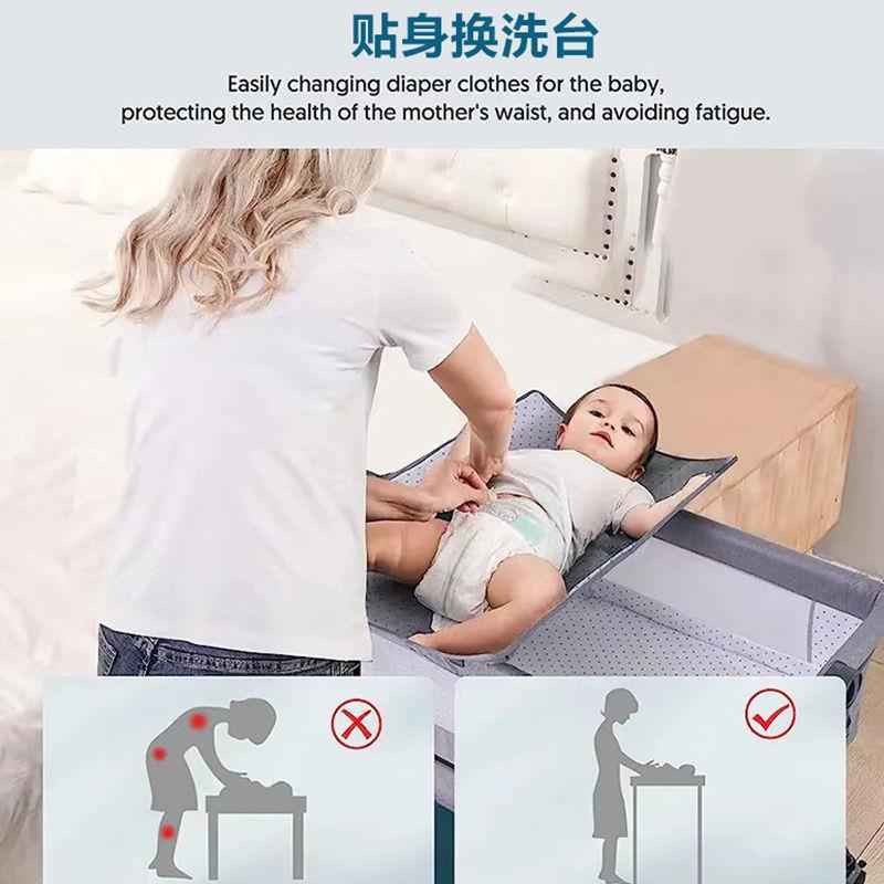 可小折婴叠小EKF孩摇篮床接床移动多功能睡觉睡篮儿车床两用推车