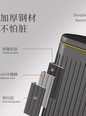 12L家用不锈钢垃圾古桶椭圆复内外双收桶脚缓降房间踏客厅厨AFQ房