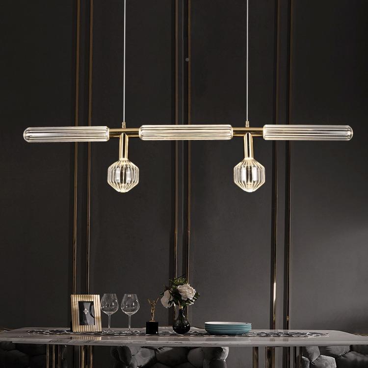 雪花条客纹灯轻奢后现代111米字餐厅酒别复式店楼梯刻花墅玻璃管