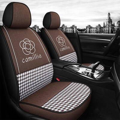 车座全包22新款亚麻四季EVW通用布艺座垫套夏季棉麻汽椅坐套座套