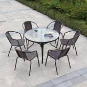 NTJ户外桌椅院藤椅带伞五件套庭阳休台靠背椅室外露营喝茶闲桌椅