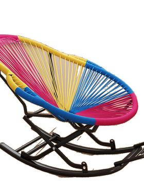 家藤椅摇椅藤编用摇椅休闲创意午睡椅FDG大人彩色阳台摇椅子逍躺