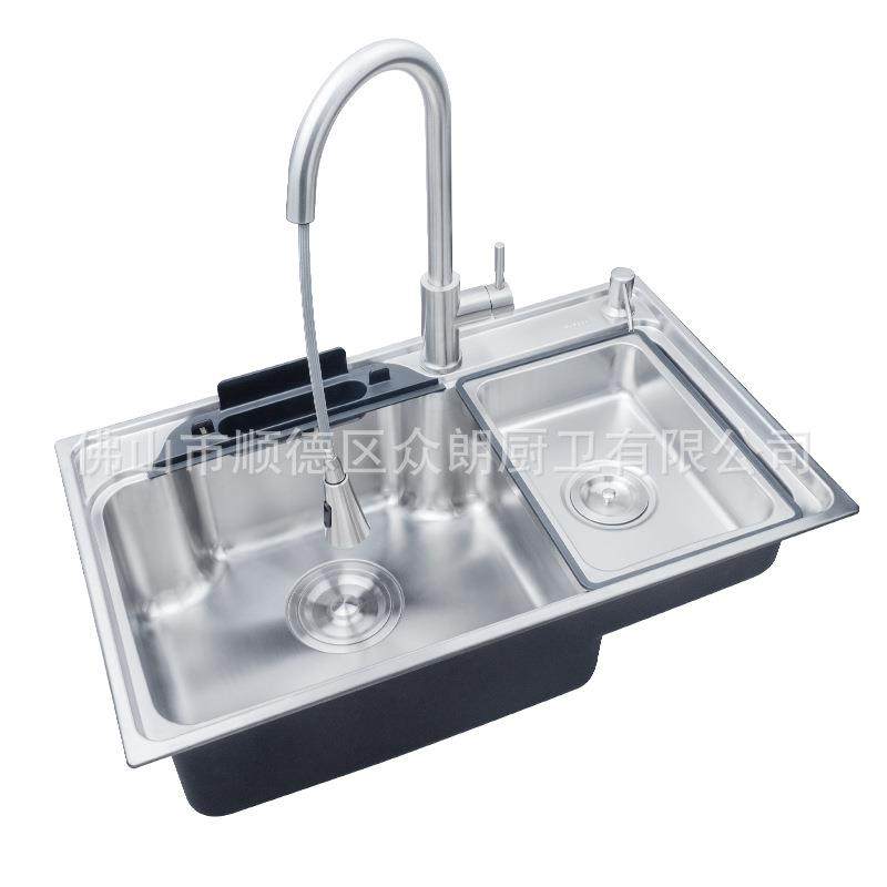 34锈钢水0不槽港湾大式高低盆带盆中盆菜板支架一体F-7545拉伸单,家装主材,水槽套餐,淘宝优惠券,粉丝福利购,淘宝优惠卷