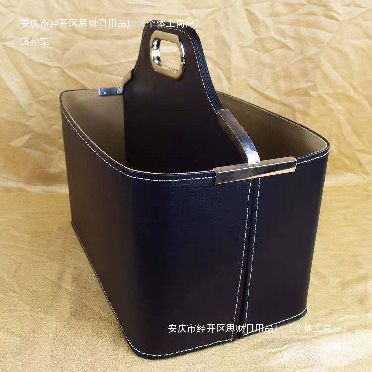 健身房收纳篮私教工具篮皮革手提篮教练上课篮多功能皮质篮子