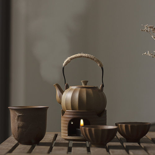 小茶炉茶具煮茶套装茶壶泡茶加热古法煮茶炉蜡烛陶壶围聚围炉