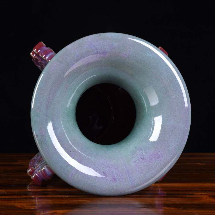 陶瓷器仿古钧瓷窑变创意如意尊财运亨通鼎家居装饰品工艺品摆件