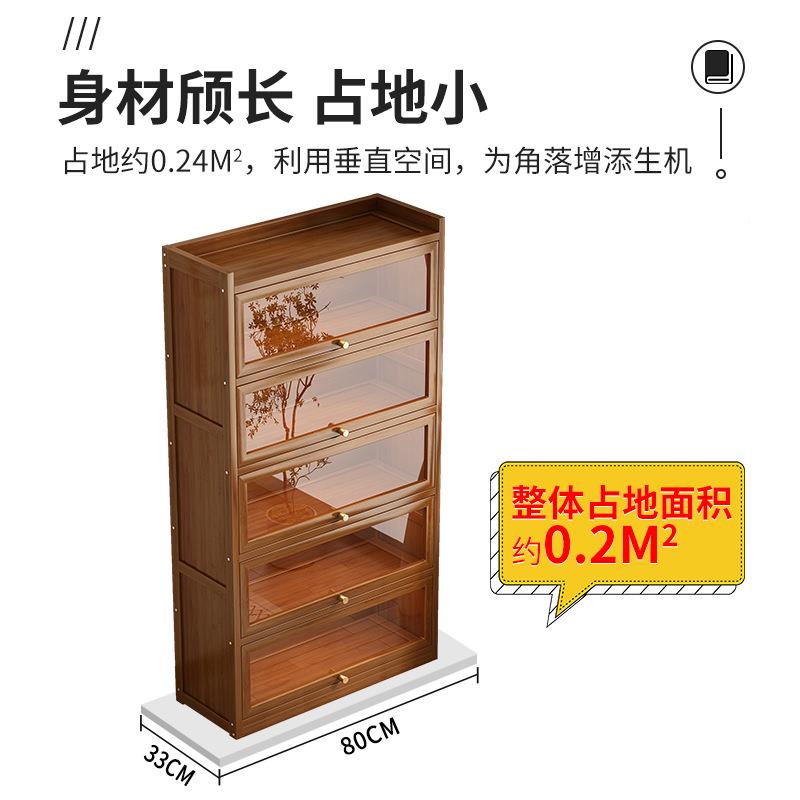 书柜七月-新家架用竹书架落地置物客厅简易学生收^纳柜儿童玩具储