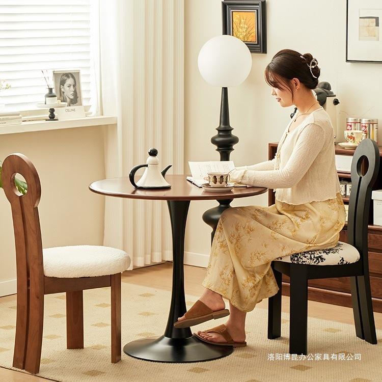 法式古中复实木餐桌椅家用靠室背网钥匙椅人红设计卧梳化妆凳鱼钥