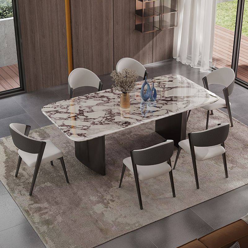 高端微晶石餐桌现代简约长方形轻奢家用超晶石奢石岩板吃饭桌子