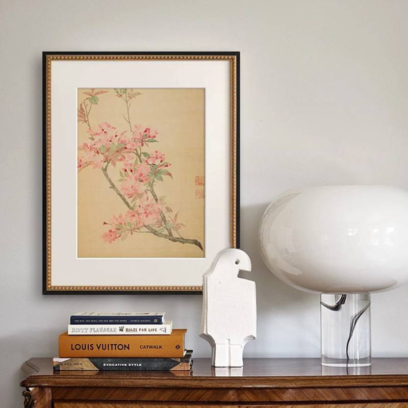 法式中国风复古客厅装饰画新中式玄关柜餐厅卧室挂画古典花卉壁画图片