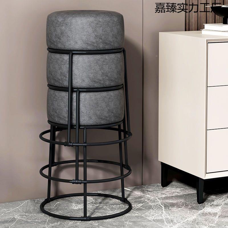 家凳用小子艺圆凳皮艺605板凳创意餐子凳简约餐桌凳时尚铁圆凳化