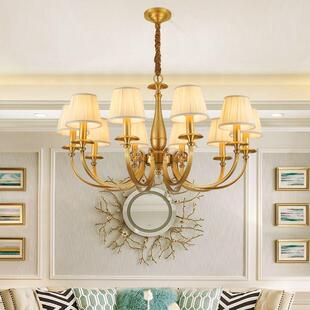 个性 乡村田园风格 主卧房间吊灯 客厅全铜吊灯创意卧室灯饰美式 美式