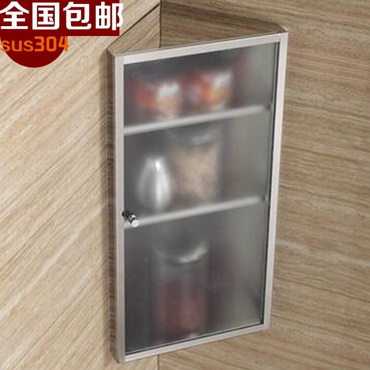 不锈钢卫生间转角浴室镜柜带置物架储物柜三角镜柜壁挂镜箱吊柜