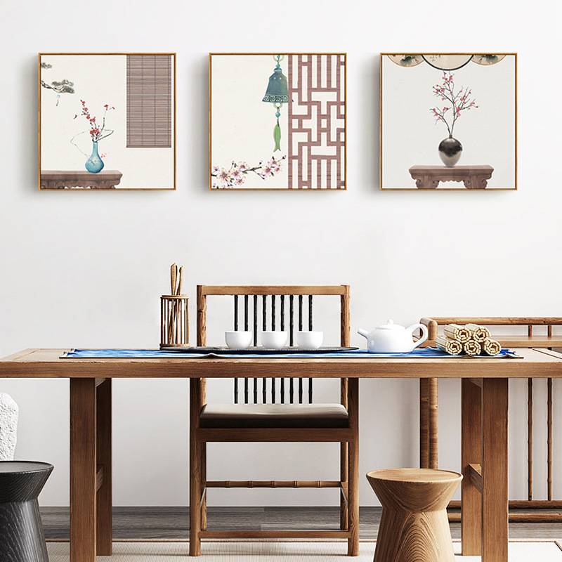 海棠依旧新中式客厅挂画中国风餐厅墙面装饰画风铃卧室玄关墙壁画