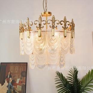 复古Vintage中世纪后现代法式 全铜吊灯玄关过道衣帽间卧室灯 风格