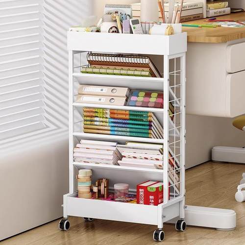 铁艺桌边书架侧面书桌收纳架学生教室课桌旁书本收纳可移动置物架