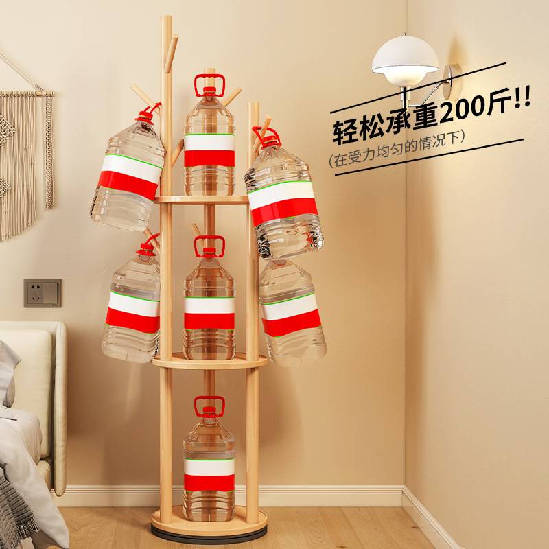 轻奢立式客厅卧室家用置物架挂衣架衣帽架落地旋转实木松木吸塑