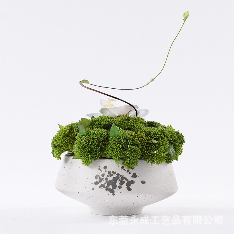 仿真花假花客厅餐厅桌面书房花艺喜庆装饰摆件新中式茶几白色盆栽