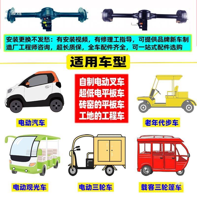 电动轮三功车后桥总成电机差速器牙thsdfgsd大率电动工程车动力改