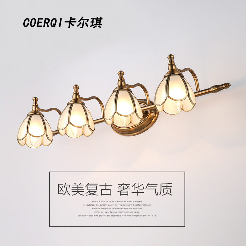复古壁灯镜灯浴室全铜镜柜灯具镜画灯LED化妆灯古铜美式镜前灯