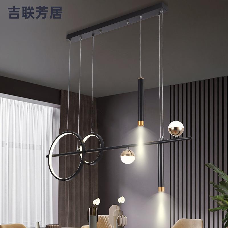 餐吊灯led圆环线条餐厅吊灯简约酒店卧室灯创意直线客厅灯具