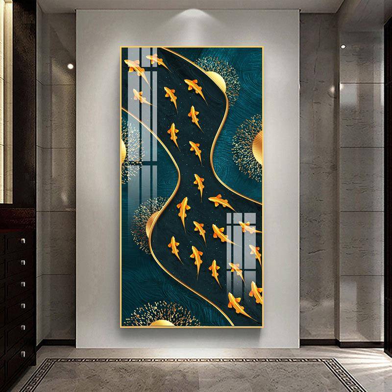 轻奢高档玄关装饰画2025款挂画客厅走廊壁画入户正对门过道画竖版
