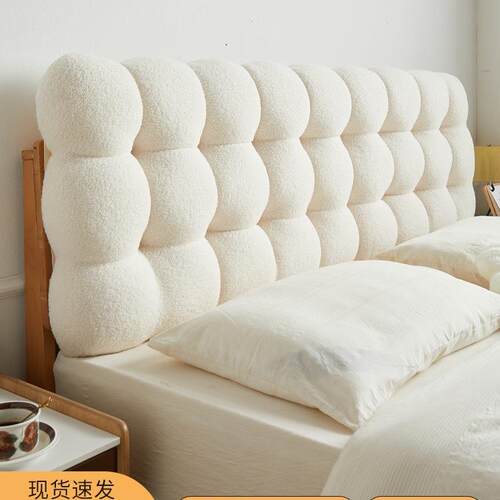 小雪球床头软包靠背垫榻榻米无床头加厚靠垫奶油风新款卧室大靠枕
