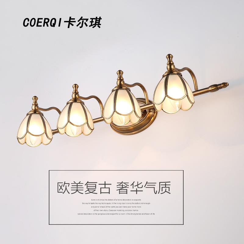 复古壁灯镜灯浴室全铜镜柜灯具镜画灯LED化妆灯古铜美式镜前灯