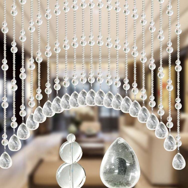 全天然原石白水晶葫芦珠帘卧室玄关风水隔断帘卫生间门帘免打孔