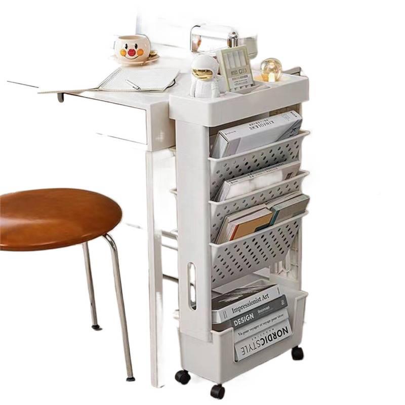 Y6TT7BMw量动韩系可移书架多层学生简易小桌推车置物架教室课旁大