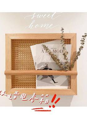 挂画民宿立体壁挂藤编杂志电表箱6KSI置物架房间装饰遮挡客厅原木